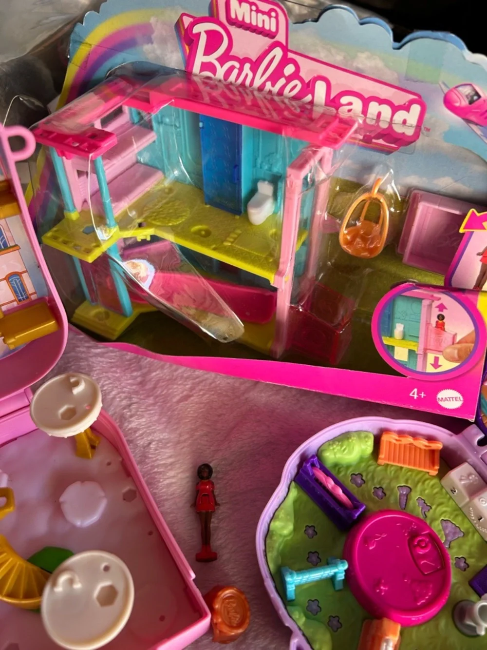 Barbie Mini Playset with doll two Polly pocket lands no dolls and mlp with pony.